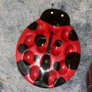 Large Ladybug Serving Platter/Plate;Deviled eggs! + free red utensil